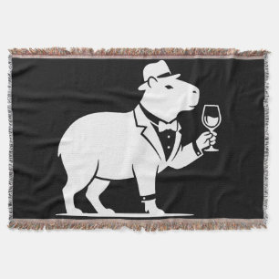 Grappige Capybara Wijn Glas Minimalistische Modern Deken