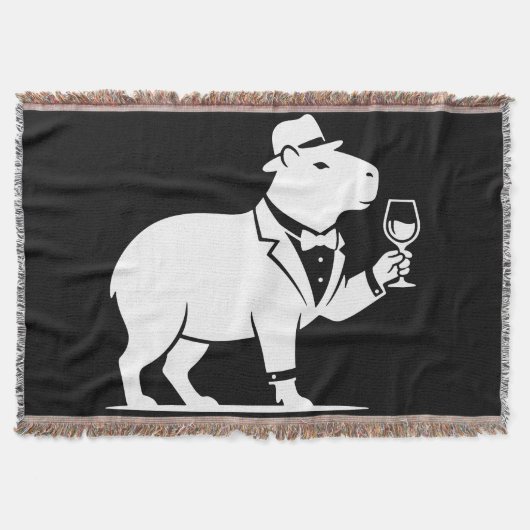 Grappige Capybara Wijn Glas Minimalistische Modern Deken (Voorkant)