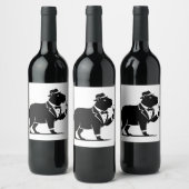 Grappige Capybara Wijn Glas Minimalistische Modern Etiket (Flessen)