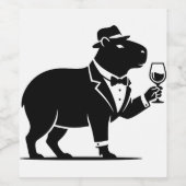Grappige Capybara Wijn Glas Minimalistische Modern Etiket (Enkel label)