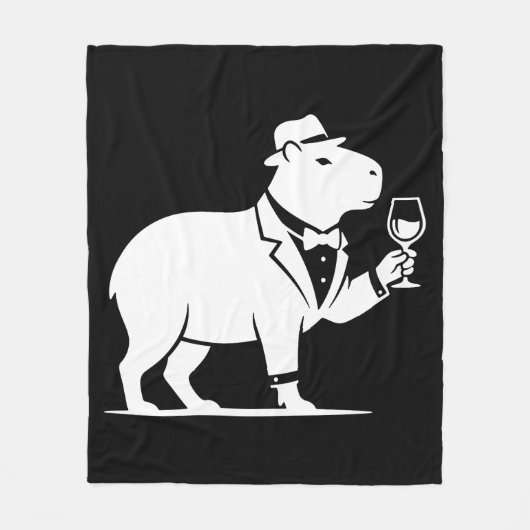 Grappige Capybara Wijn Glas Minimalistische Modern Fleece Deken (Voorkant)