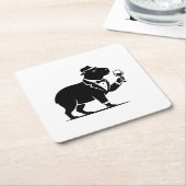 Grappige Capybara Wijn Glas Minimalistische Modern Kartonnen Onderzetters (Schuin)