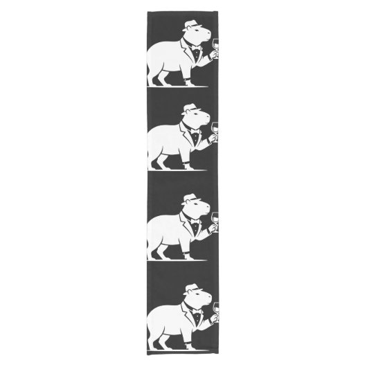 Grappige Capybara Wijn Glas Minimalistische Modern Korte Tafelloper (Voorkant)
