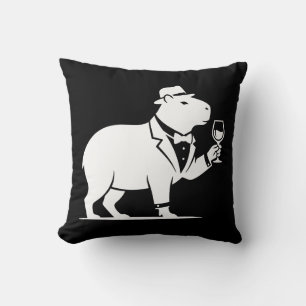 Grappige Capybara Wijn Glas Minimalistische Modern Kussen
