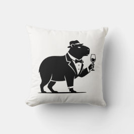 Grappige Capybara Wijn Glas Minimalistische Modern Kussen