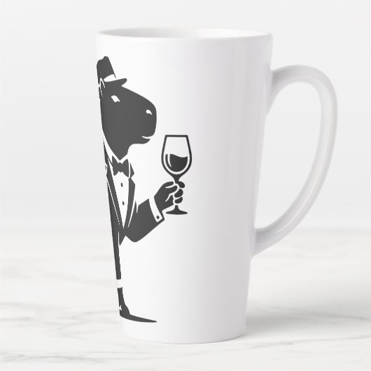 Grappige Capybara Wijn Glas Minimalistische Modern Latte Mok (Rechts)