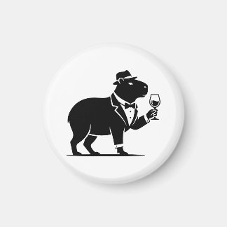 Grappige Capybara Wijn Glas Minimalistische Modern Magneet