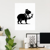 Grappige Capybara Wijn Glas Minimalistische Modern Poster (Thuiskantoor)