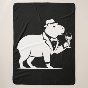 Grappige Capybara Wijn Glas Minimalistische Modern Sherpa Deken