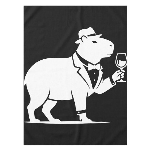 Grappige Capybara Wijn Glas Minimalistische Modern Tafelkleed (Voorkant)