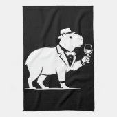 Grappige Capybara Wijn Glas Minimalistische Modern Theedoek (Verticaal)