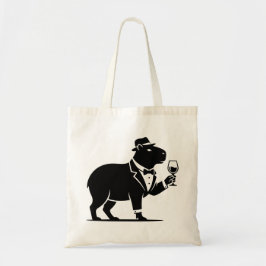 Grappige Capybara Wijn Glas Minimalistische Modern Tote Bag