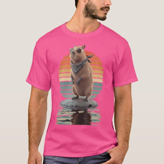 Grappige Capybara Zonnebril Capybara T-shirt (Voorkant)