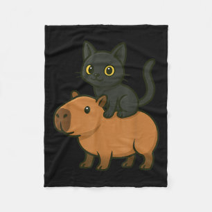 Grappige Capybara Zwarte Kat Dierenvriend Mama Pap Fleece Deken