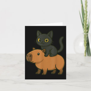 Grappige Capybara Zwarte Kat Dierenvriend Mama Pap Kaart