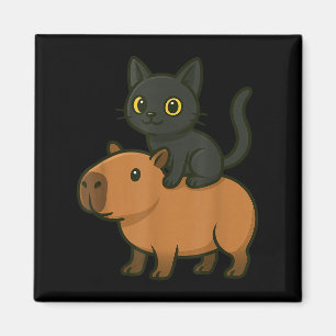 Grappige Capybara Zwarte Kat Dierenvriend Mama Pap Magneet