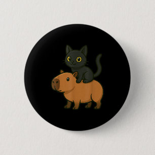 Grappige Capybara Zwarte Kat Dierenvriend Mama Pap Ronde Button 5,7 Cm