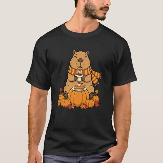 Grappige Capypara Koffie Herfst Thanksgiving Dames T-shirt (Voorkant)