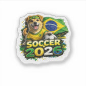 🇧🇷🐶 Grappige Caramelo Vira Lata Voetbalsticker Sticker (Voorkant)