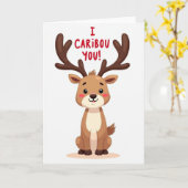 Grappige Caribou Geef Om Jou Kaart (Gele Bloem)