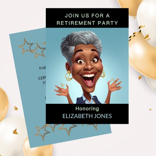 Grappige Caricatuur Pensioenfeest Kaart