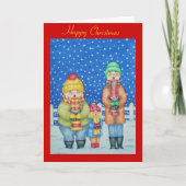 grappige carolzangers in de sneeuwperiode feestdagen kaart (Voorkant)