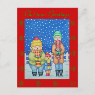 grappige carolzangers in het snow - kerstontwerp feestdagenkaart