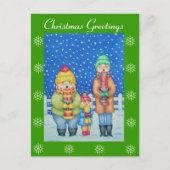 grappige carolzangers in het snow - kerstontwerp feestdagenkaart (Voorkant)