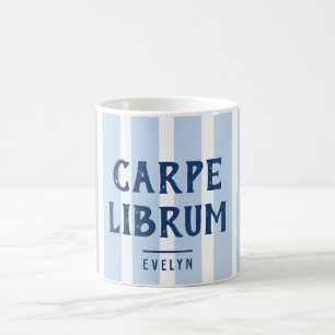Grappige Carpe Librum Spreuk Gestreepte Bibliothec Koffiemok
