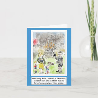 Grappige Cartoombaas BBQ Kookkaart voor Vader Kaart