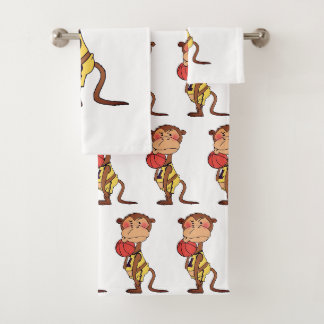 Grappige Cartoon Aap Basketbal Bad Handdoek