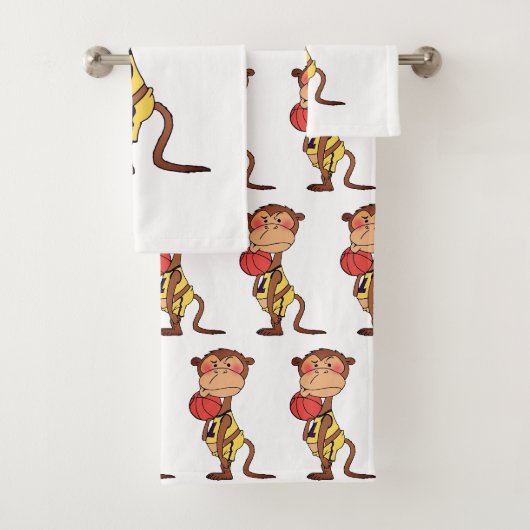 Grappige Cartoon Aap Basketbal Bad Handdoek (Insitu)