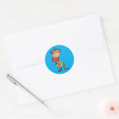 Grappige Cartoon Aap Basketbal Ronde Sticker (Envelop)