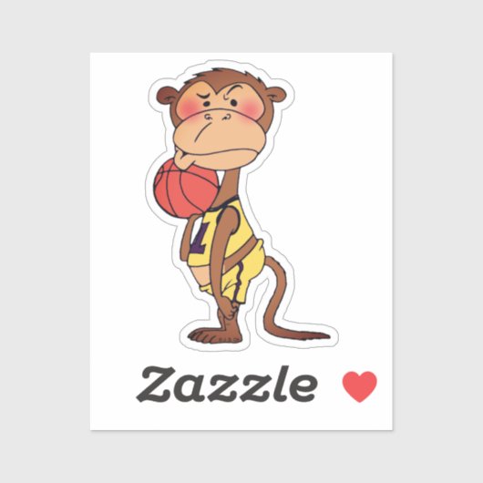 Grappige Cartoon Aap Basketbal Sticker (Vel)