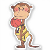 Grappige Cartoon Aap Basketbal Sticker (Voorkant)