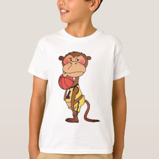Grappige Cartoon Aap Basketbal T-shirt