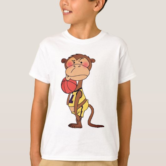 Grappige Cartoon Aap Basketbal T-shirt (Voorkant)