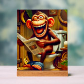 Grappige Cartoon aap op de wc Acryl Bord (Neutraal)