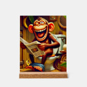 Grappige Cartoon aap op de wc Acryl Bord (Voorkant)