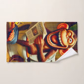 Grappige Cartoon aap op de wc Bad Handdoek (Handdoek)