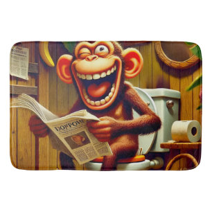 Grappige Cartoon aap op de wc Badmat