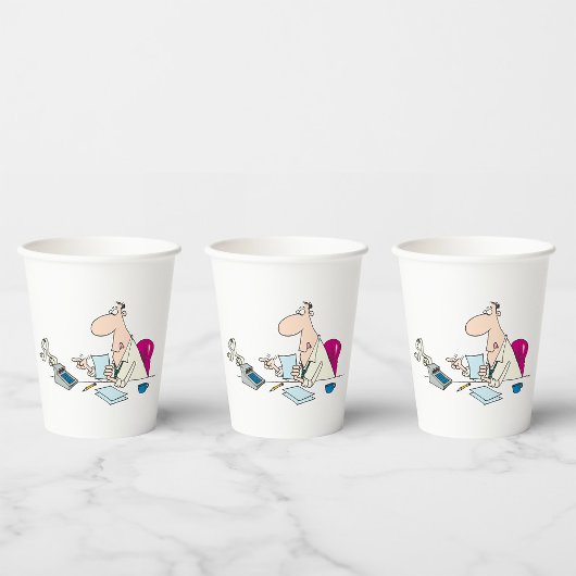 Grappige Cartoon accountant kantoorhumor Papieren Bekers