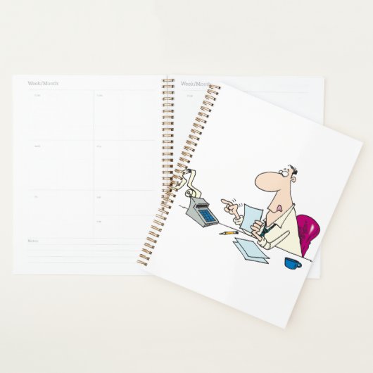 Grappige Cartoon accountant kantoorhumor Planner (Display)