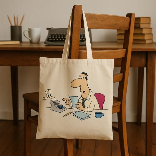 Grappige Cartoon accountant kantoorhumor Tote Bag