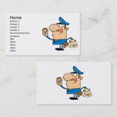grappige cartoon agent die donuts eet visitekaartje (Voorkant / Achterkant)