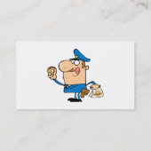 grappige cartoon agent die donuts eet visitekaartje (Achterkant)