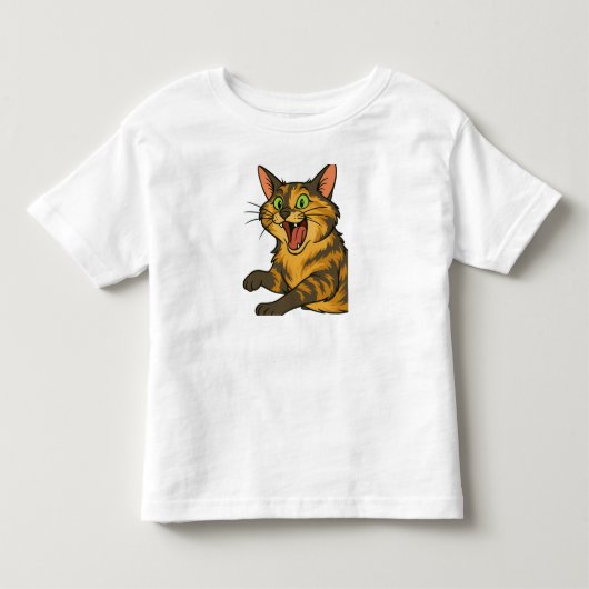 Grappige Cartoon Angry Cat Illustratie Kinder Shirts (Voorkant)