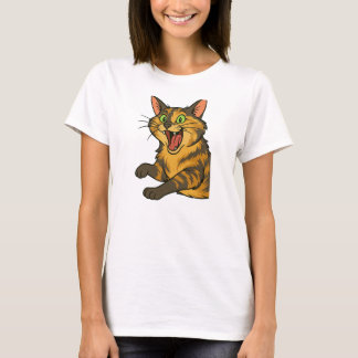 Grappige Cartoon Angry Cat Illustratie T-shirt