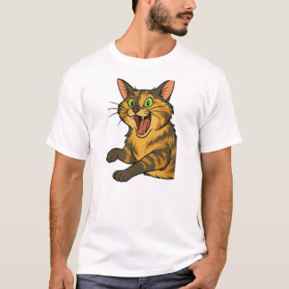 Grappige Cartoon Angry Cat Illustratie T-shirt