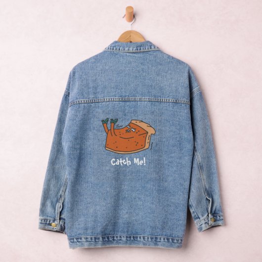 Grappige cartoon antropomorfe pompoentaart denim jacket (Hangar)